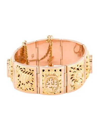 Pre-owned Bracelet 12k Two-tone Link , 6" In Multi