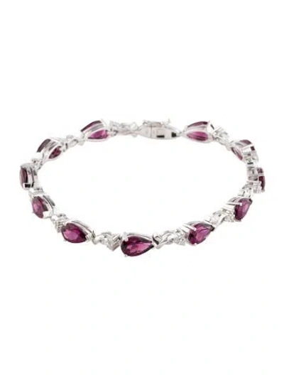 Pre-owned Bracelet 14k 10.01ctw Garnet & Diamond Link , 7" In Multi