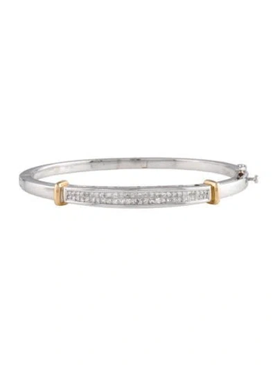 Pre-owned Bracelet 14k 1.00ctw Diamond Hinged Bangle, 6.75" In Multi