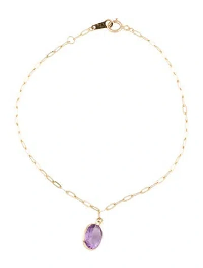Pre-owned Bracelet 14k 1.02ctw Amethyst Charm , 7" In Multi