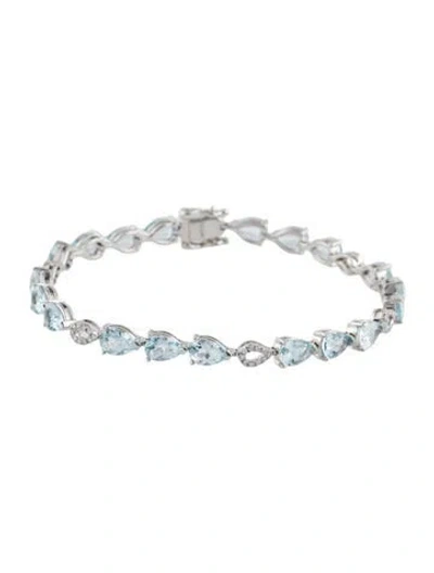 Pre-owned Bracelet 14k 10.33ctw Aquamarine & Diamond Link , 7.5" In Multi
