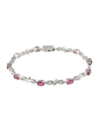 Pre-owned Bracelet 14k 1.03ct Pink Tourmaline Link , 7" In Multi