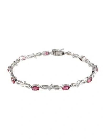 Pre-owned Bracelet 14k 1.03ct Pink Tourmaline Link , 7" In Multi
