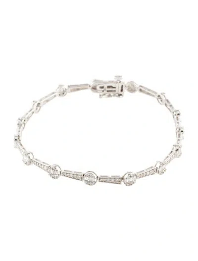 Pre-owned Bracelet 14k 1.04ctw Diamond Station Bangle , 6.75", 6.75" In Multi