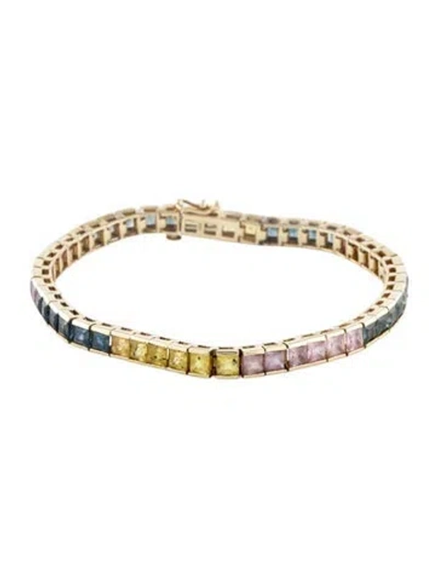 Pre-owned Bracelet 14k 10.55ctw Sapphire Rainbow Link , 6.5" In Multi