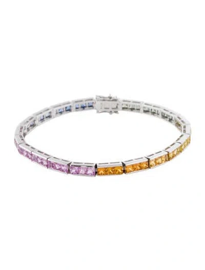 Pre-owned Bracelet 14k 10.61ctw Sapphire Line , 7" In Multi