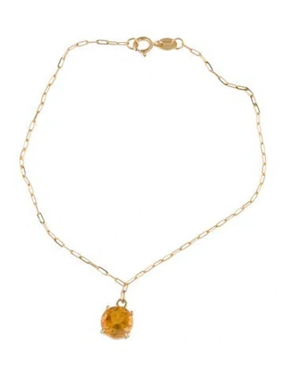 Pre-owned Bracelet 14k 1.06ct Citrine Charm Link , 6.75" In Multi