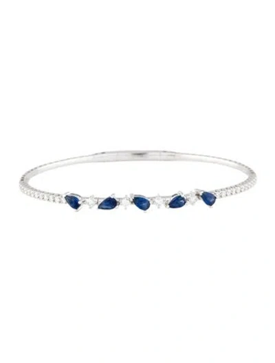 Pre-owned Bracelet 14k 1.07ctw Sapphire & Diamond Bangle , 6.75" In Multi