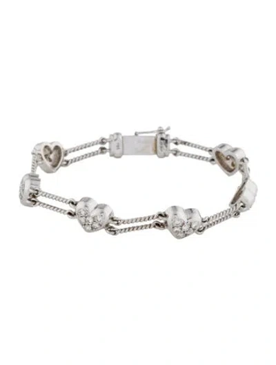 Pre-owned Bracelet 14k 1.08ctw Diamond Heart Station , 6.5" In Multi