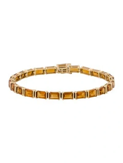 Pre-owned Bracelet 14k 10.97ctw Citrine Tennis Link , 7" In Multi
