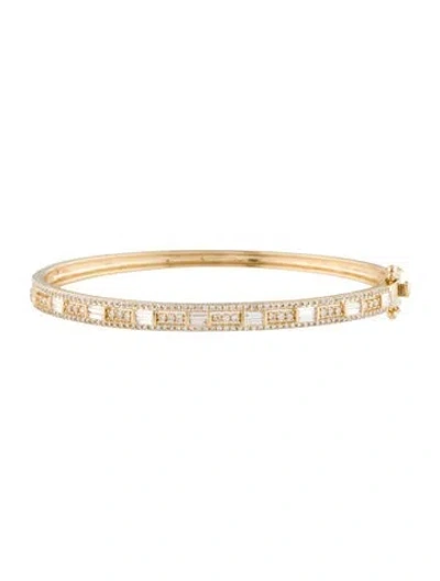 Pre-owned Bracelet 14k 1.09ctw Diamond Hinged Bangle , 6.75" In Multi