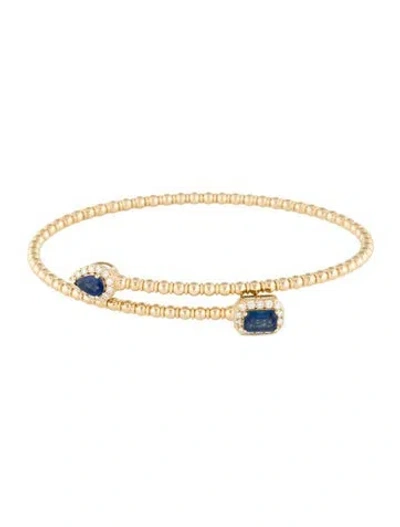 Pre-owned Bracelet 14k 1.09ctw Sapphire & Diamond Cuff , 7" In Multi
