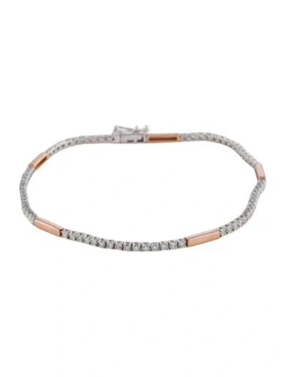 Pre-owned Bracelet 14k 1.10ctw Diamond Station , 7.25" In Multi