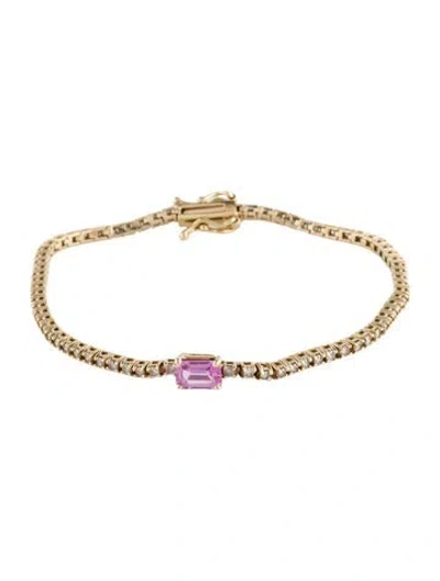 Pre-owned Bracelet 14k 1.11ctw Diamond & Sapphire Link , 6.5" In Multi