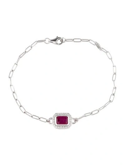 Pre-owned Bracelet 14k 1.14ct Ruby & Diamond Station , 6.5" In Multi