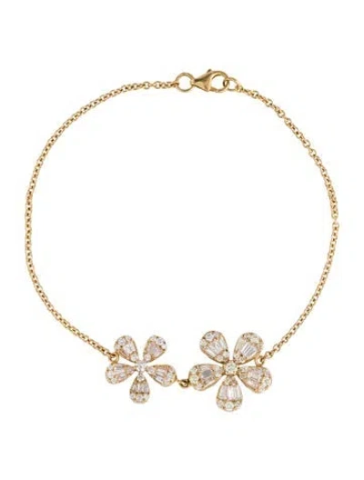 Pre-owned Bracelet 14k 1.17ctw Diamond Flower Station , 6.75" In Multi