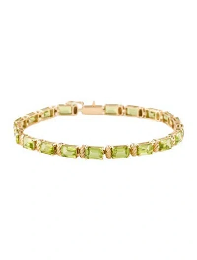 Pre-owned Bracelet 14k 11.80ctw Peridot Tennis , 7.25" In Multi