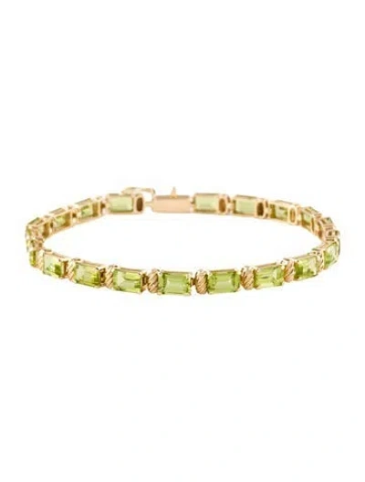 Pre-owned Bracelet 14k 11.80ctw Peridot Tennis , 7.25" In Multi