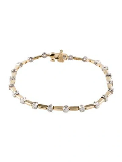 Pre-owned Bracelet 14k 1.20ctw Diamond Station , 6.75" In Multi