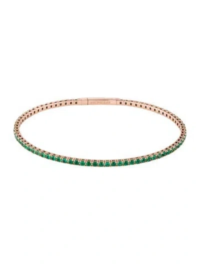 Pre-owned Bracelet 14k 1.20ctw Emerald Bangle, 6.75" In Multi