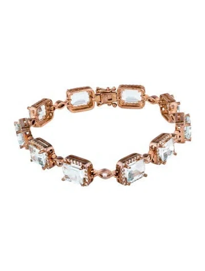 Pre-owned Bracelet 14k 12.30ctw Aquamarine & Diamond Station , 7" In Multi