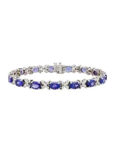 Pre-owned Bracelet 14k 12.37ctw Tanzanite & Diamond Link , 6.75" In Multi