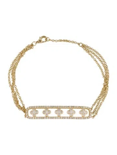 Pre-owned Bracelet 14k 1.25ctw Diamond Clover Station , 7.5" In Multi