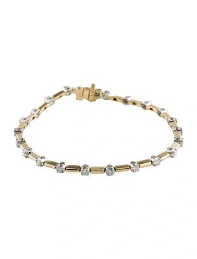 Pre-owned Bracelet 14k 1.25ctw Diamond Column Link , 6.75" In Multi