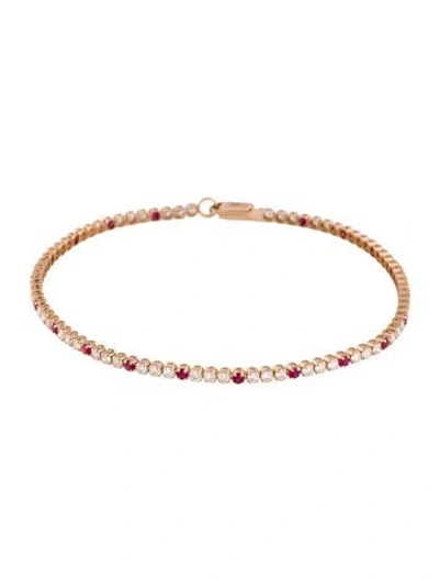 Pre-owned Bracelet 14k 1.26ctw Lab-grown Diamond & Ruby , 6.75" In Multi