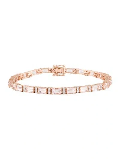 Pre-owned Bracelet 14k 12.78ctw Morganite & Diamond Station , 8" In Multi