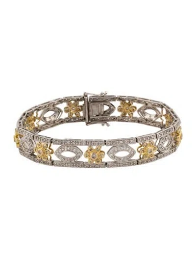 Pre-owned Bracelet 14k 1.27ctw Diamond Floral Link , 6.75" In Multi