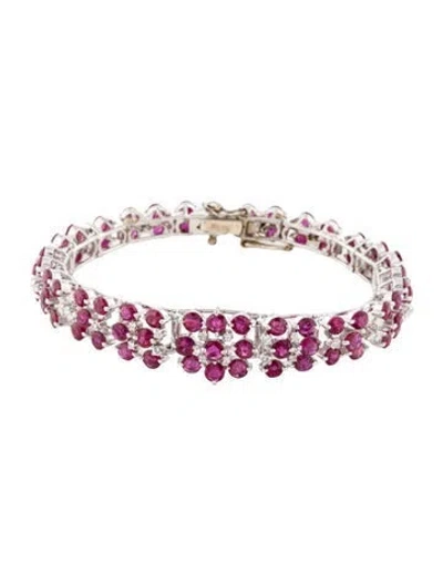 Pre-owned Bracelet 14k 12.95ctw Ruby & Diamond Link , 6.5" In Multi