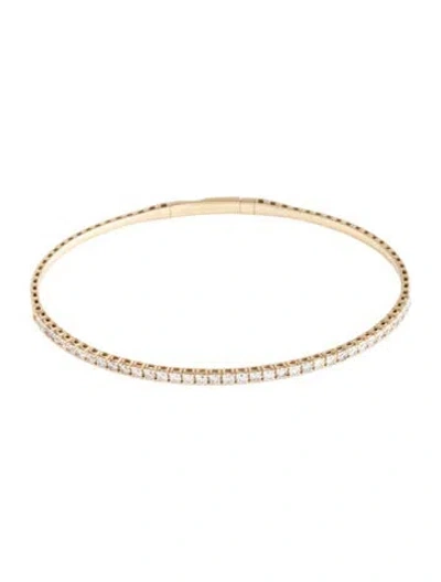 Pre-owned Bracelet 14k 1.29ctw Diamond Flexible Wire Bangle, 7" In Multi