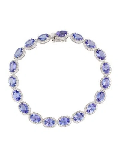 Pre-owned Bracelet 14k 13.69ctw Tanzanite & Diamond , 7" In Multi