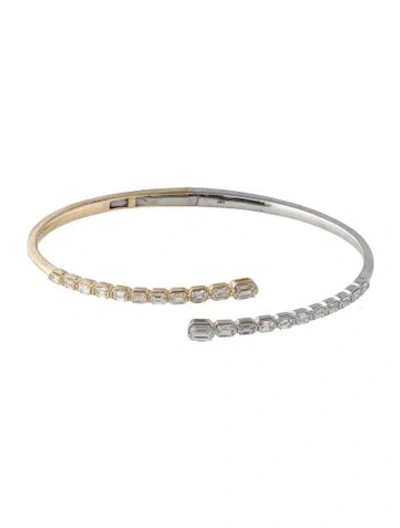 Pre-owned Bracelet 14k 1.38ctw Diamond Two-tone Hinged Cuff, 6" In Multi