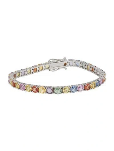 Pre-owned Bracelet 14k 14.38ctw Sapphire Link , 6.75" In Multi