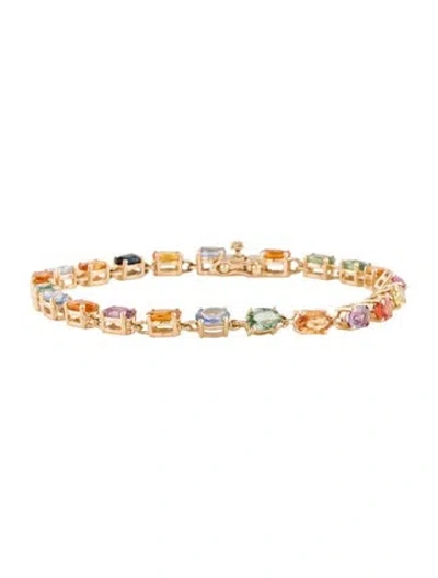 Pre-owned Bracelet 14k 14.43ctw Sapphire Link , 7.25" In Multi