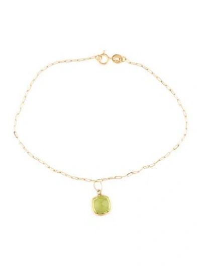 Pre-owned Bracelet 14k 1.46ct Peridot Charm , 7" In Multi