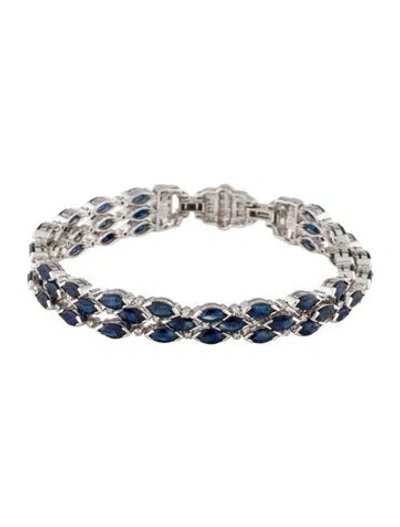 Pre-owned Bracelet 14k 14.79ctw Sapphire & Diamond Multistrand