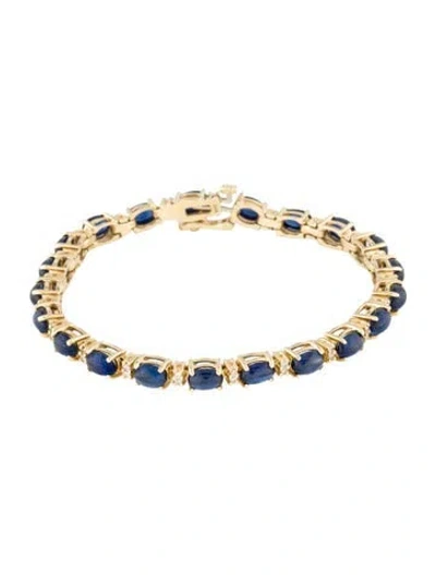 Pre-owned Bracelet 14k 14.83ctw Sapphire & Diamond Link , 6.75" In Multi