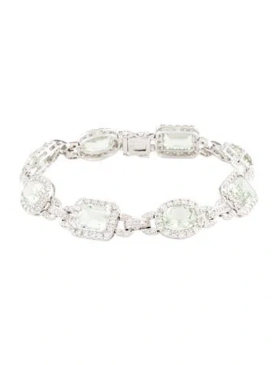 Pre-owned Bracelet 14k 15.00ct Prasiolite & Diamond Station , 7.25" In Multi