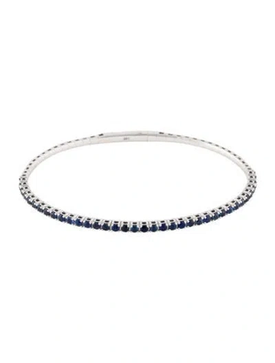 Pre-owned Bracelet 14k 1.50ctw Sapphire Flexible Bangle, 6.75" In Multi