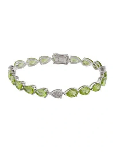 Pre-owned Bracelet 14k 15.13ctw Peridot & Diamond Link , 6.75" In Multi