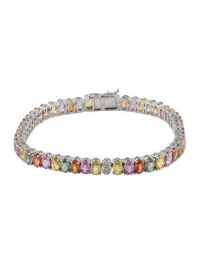 Pre-owned Bracelet 14k 15.23ctw Sapphire & Diamond Link , 6.5" In Multi