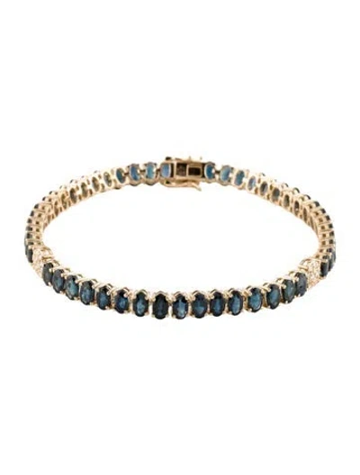 Pre-owned Bracelet 14k 15.66ctw Sapphire & Diamond Link , 7.25" In Multi
