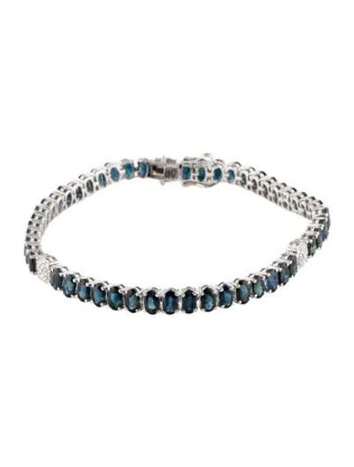 Pre-owned Bracelet 14k 16.23ctw Sapphire & Diamond Link , 7.25" In Multi