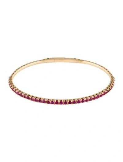 Pre-owned Bracelet 14k 1.62ctw Ruby Flexible Bangle , 6.75" In Multi