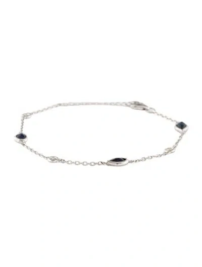 Pre-owned Bracelet 14k 1.62ctw Sapphire & Diamond Station , 7" In Multi