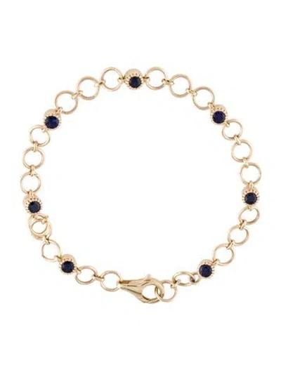 Pre-owned Bracelet 14k 1.63ctw Sapphire Station Link , 6.25", 6.25" In Multi