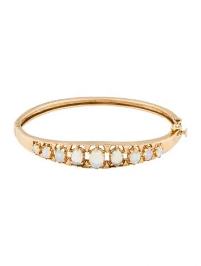 Pre-owned Bracelet 14k 1.65ctw Opal Hinged Bangle, 6.5" In Multi